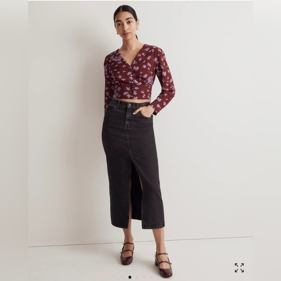 Madewell blouse V-Neck Button-Front Shirt Floral Print Size L - Picture 2 of 14